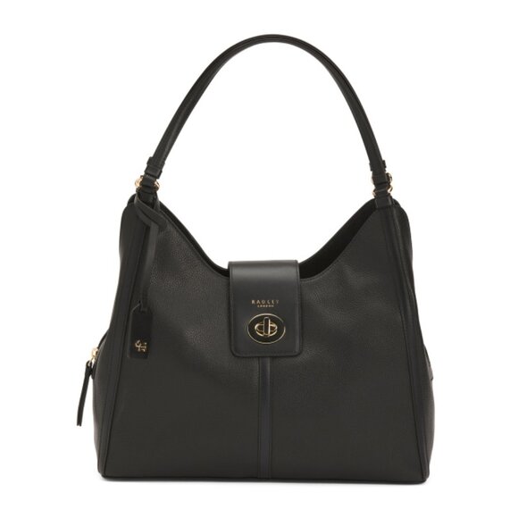 RADLEY LONDON Black Leather Longacre Medium Zip Top Shoulder Bag